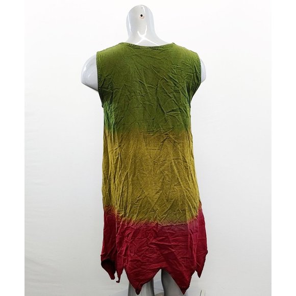 Shiva Fashions Women's Boho Sleeveless Dress One Size V Neck Multicolored Emboid - Picture 3 of 6